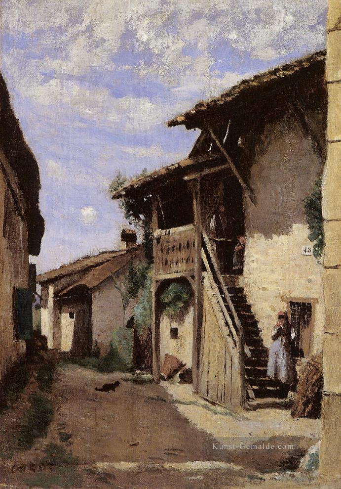 Ein Dorf Steeet Dardagny plein air Romantik Jean Baptiste Camille Corot Ölgemälde